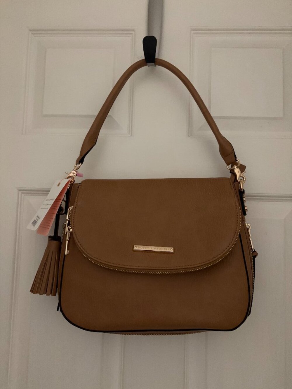 NWT Poppies and Peonies Downtown convertible style bag - Camel